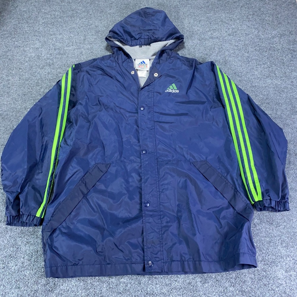 VTG Y2K Adidas Climaproof Track Jacket Mens XLT Blue 3 Stripes Windbreaker Lined